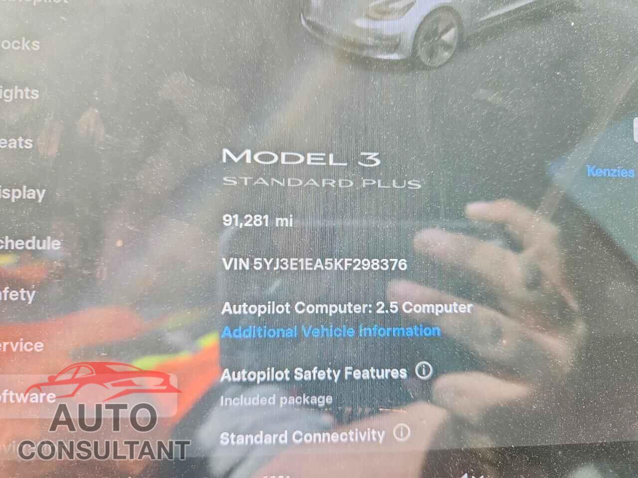 TESLA MODEL 3 2019 - 5YJ3E1EA5KF298376