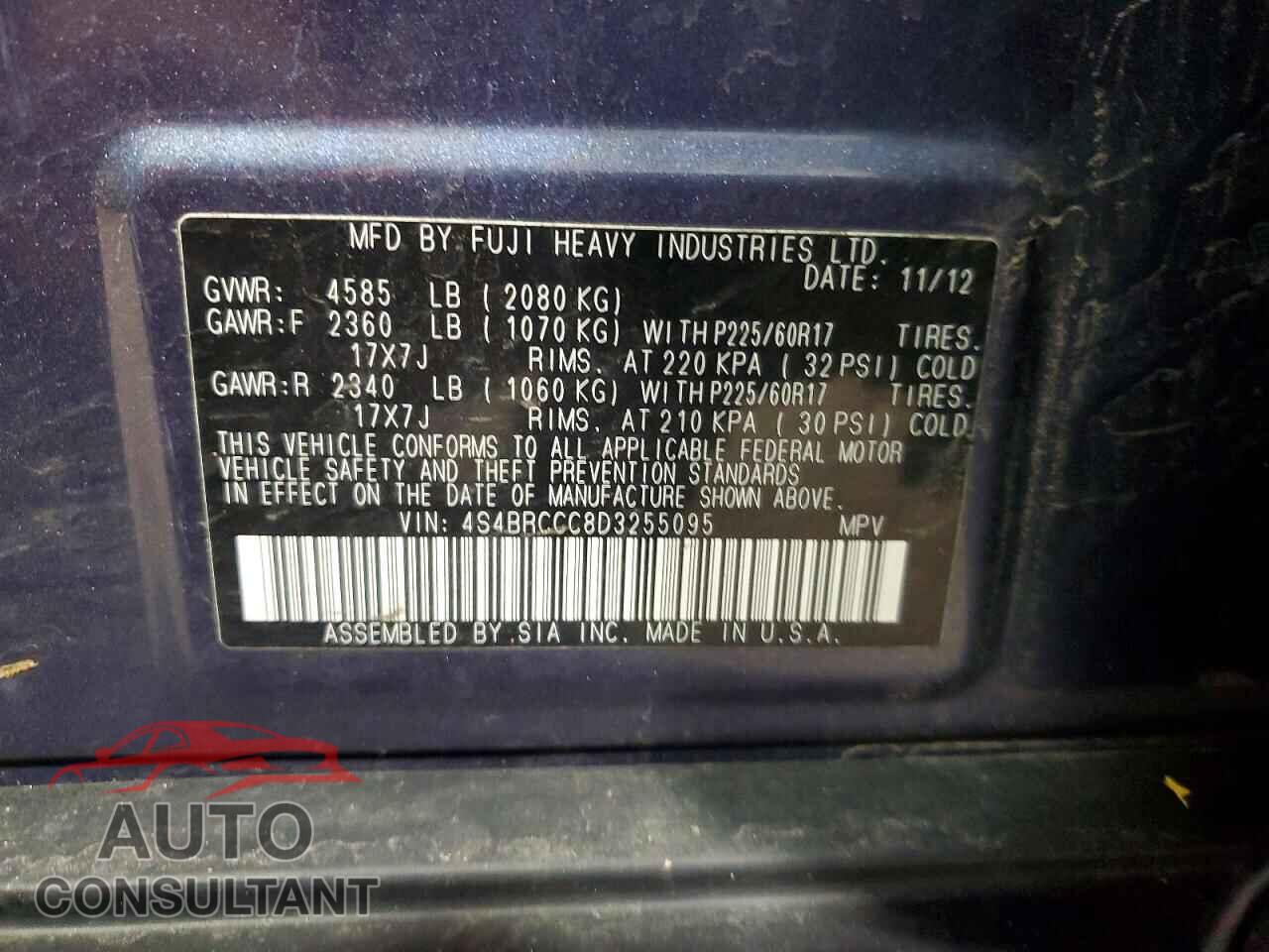 SUBARU OUTBACK 2013 - 4S4BRCCC8D3255095