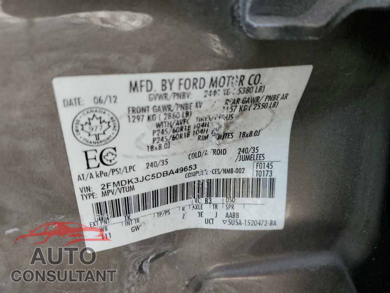 FORD EDGE 2013 - 2FMDK3JC5DBA49653