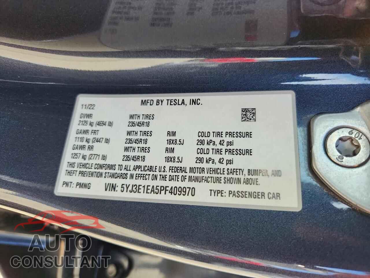 TESLA MODEL 3 2023 - 5YJ3E1EA5PF409970