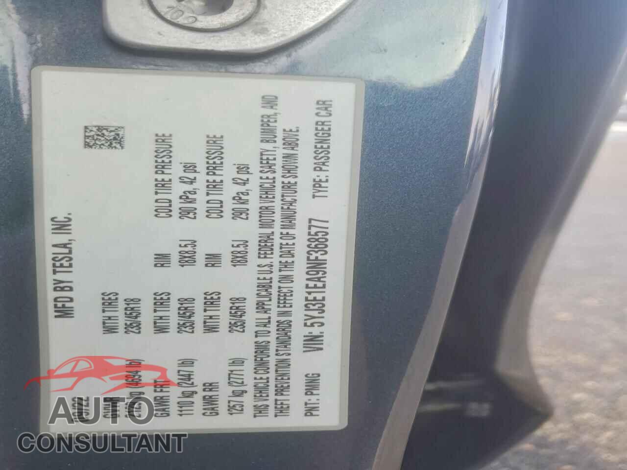 TESLA MODEL 3 2022 - 5YJ3E1EA9NF368577