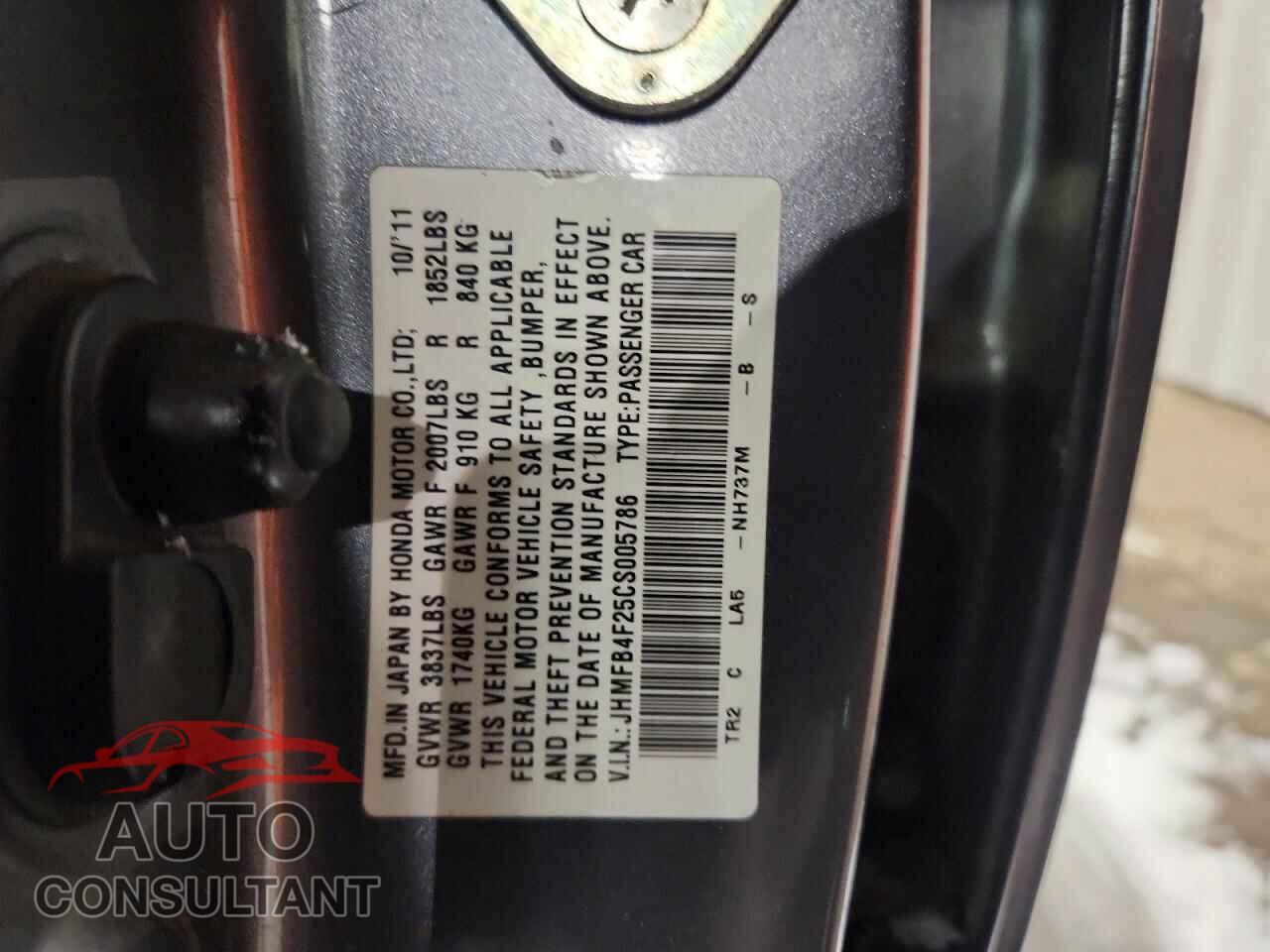 HONDA CIVIC 2012 - JHMFB4F25CS005786