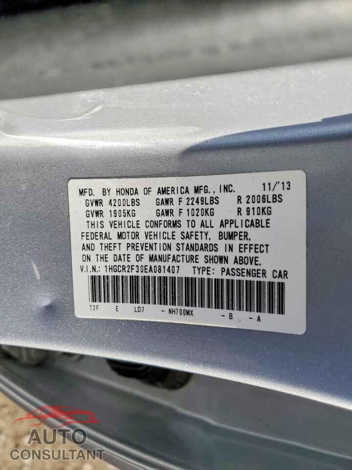 HONDA ACCORD 2014 - 1HGCR2F30EA081407