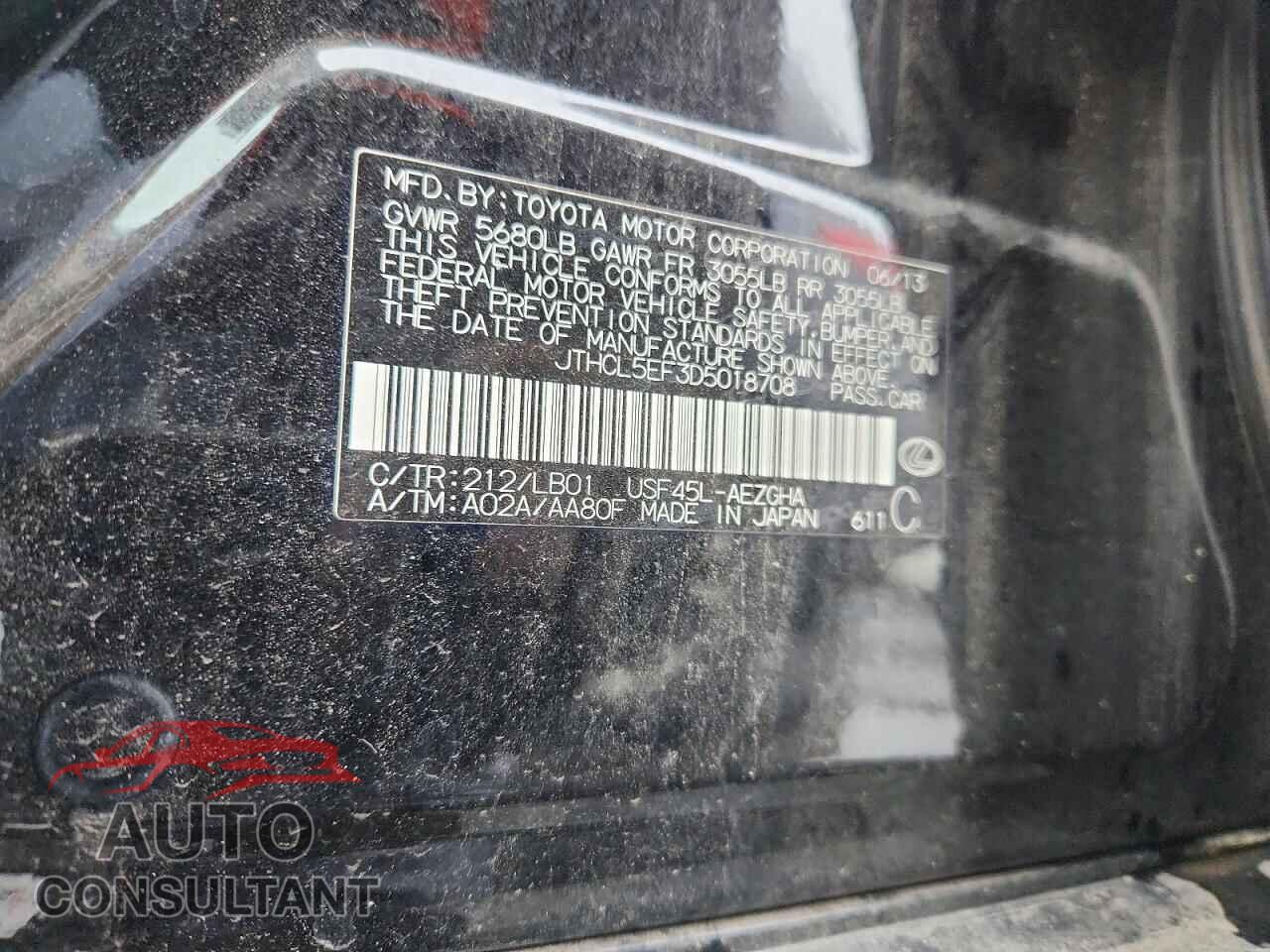 LEXUS LS460 2013 - JTHCL5EF3D5018708