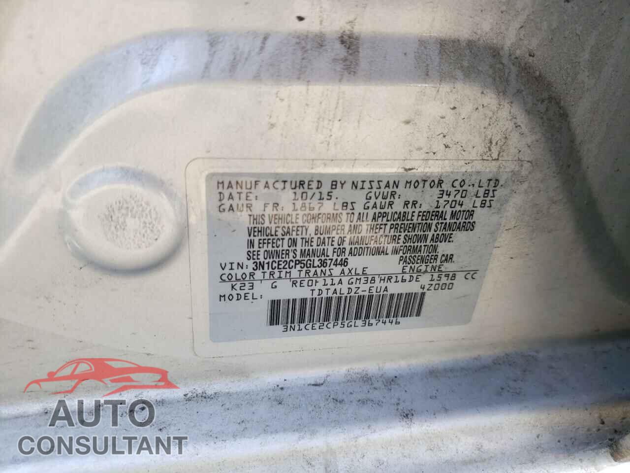 NISSAN VERSA 2016 - 3N1CE2CP5GL367446