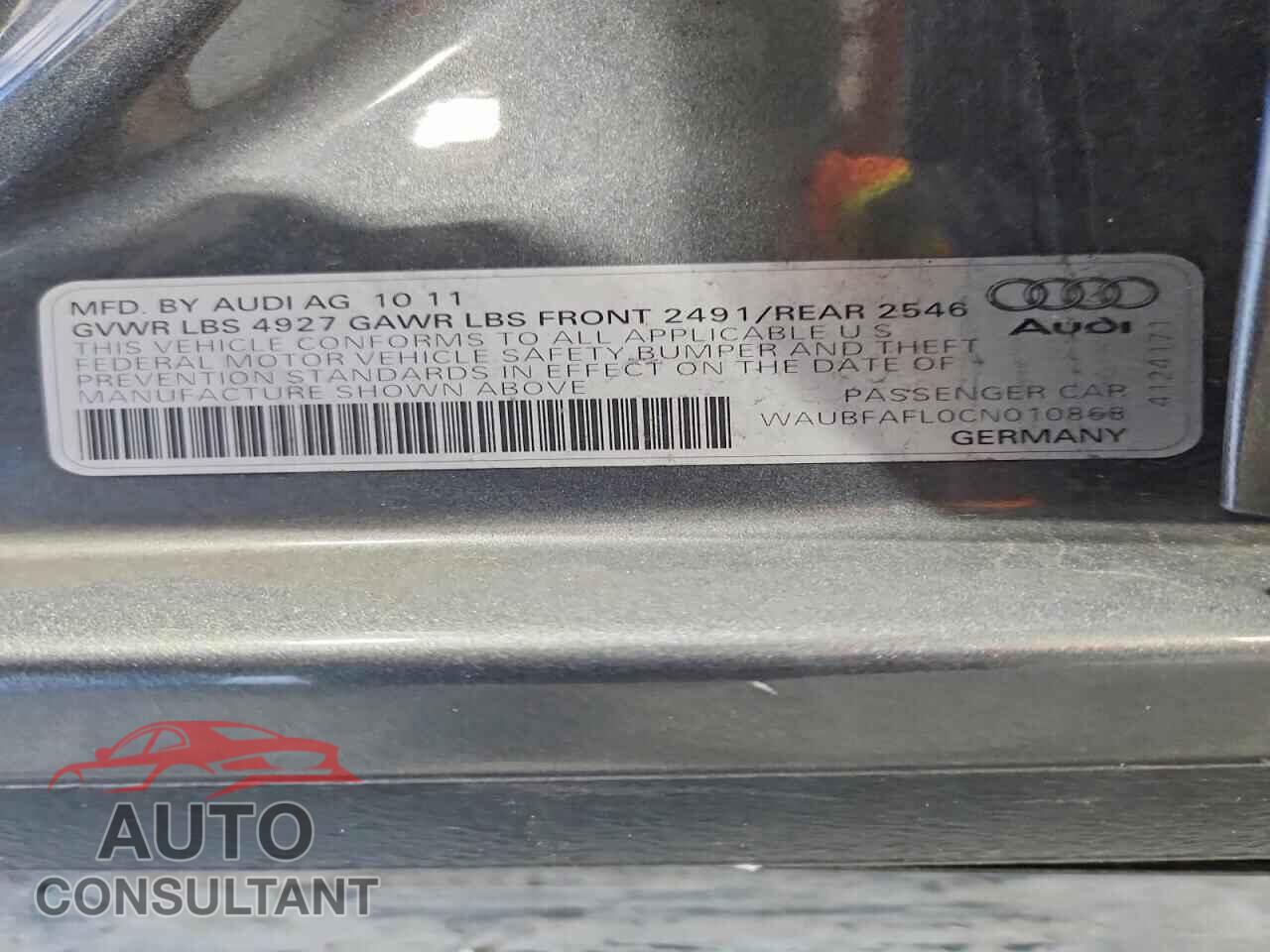 AUDI A4 2012 - WAUBFAFL0CN010868