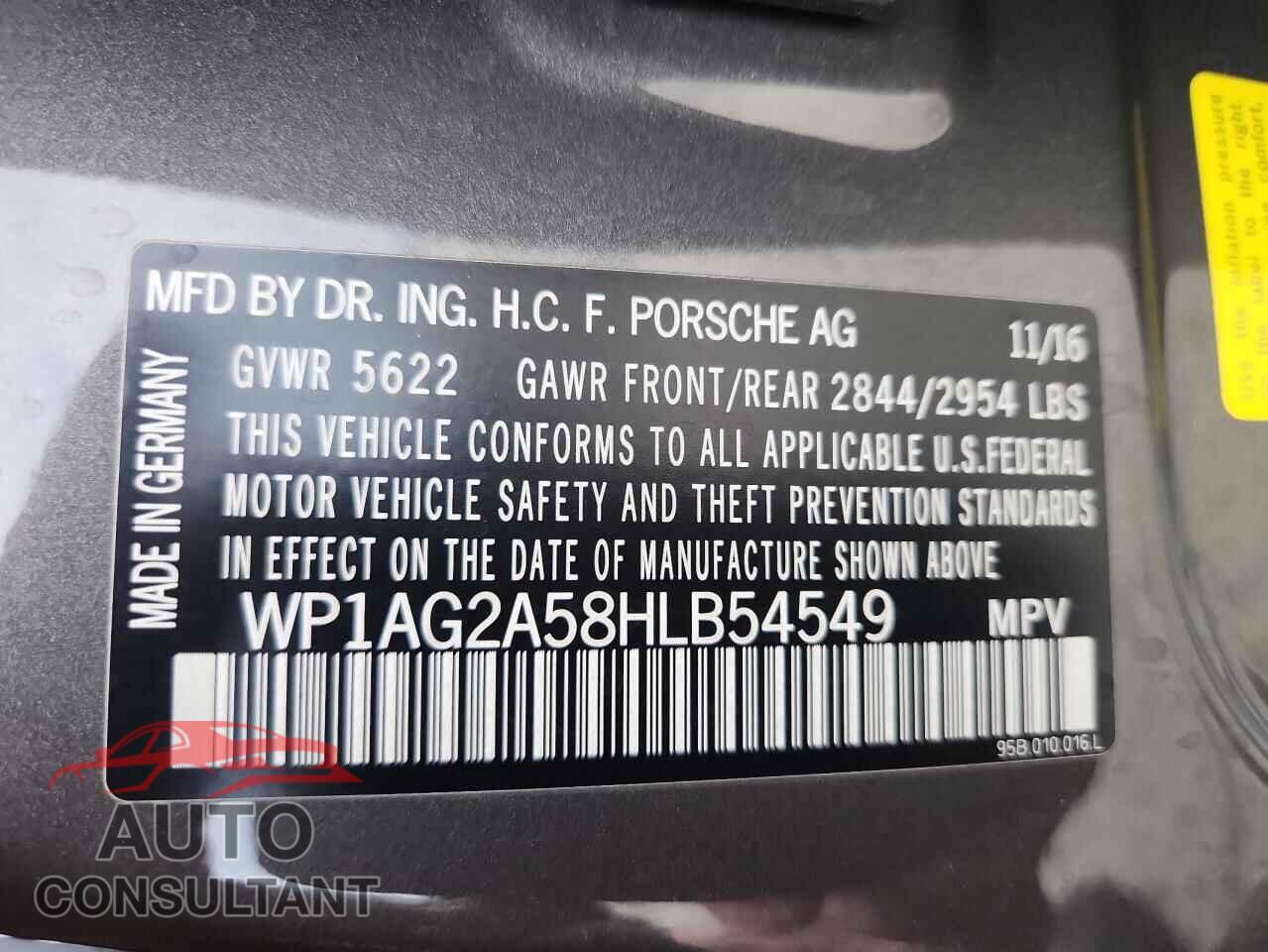 PORSCHE MACAN 2017 - WP1AG2A58HLB54549