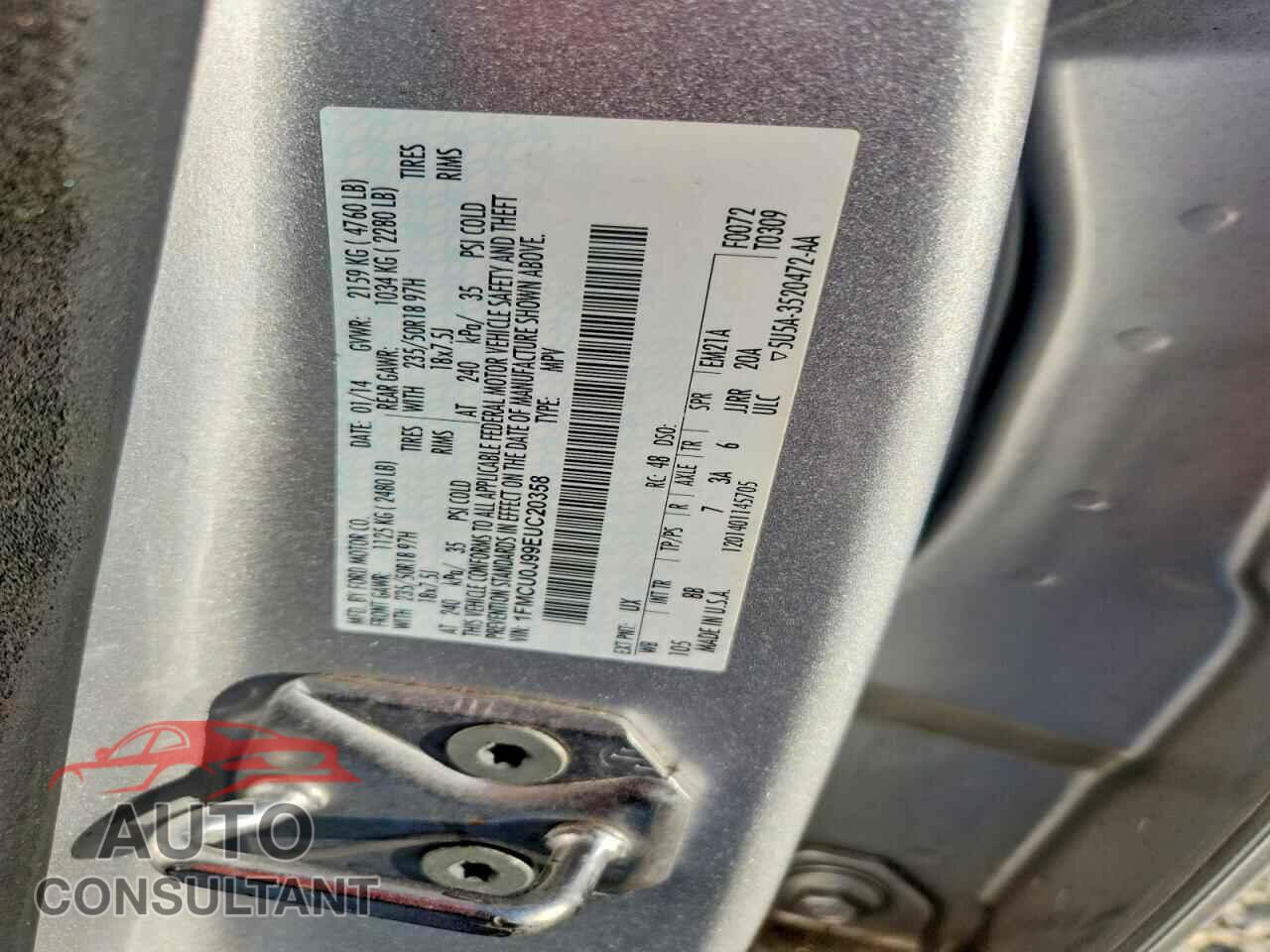 FORD ESCAPE 2014 - 1FMCU0J99EUC20358