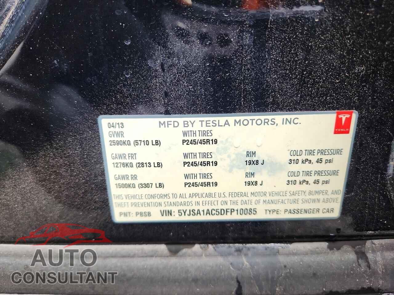 TESLA MODEL S 2013 - 5YJSA1AC5DFP10085