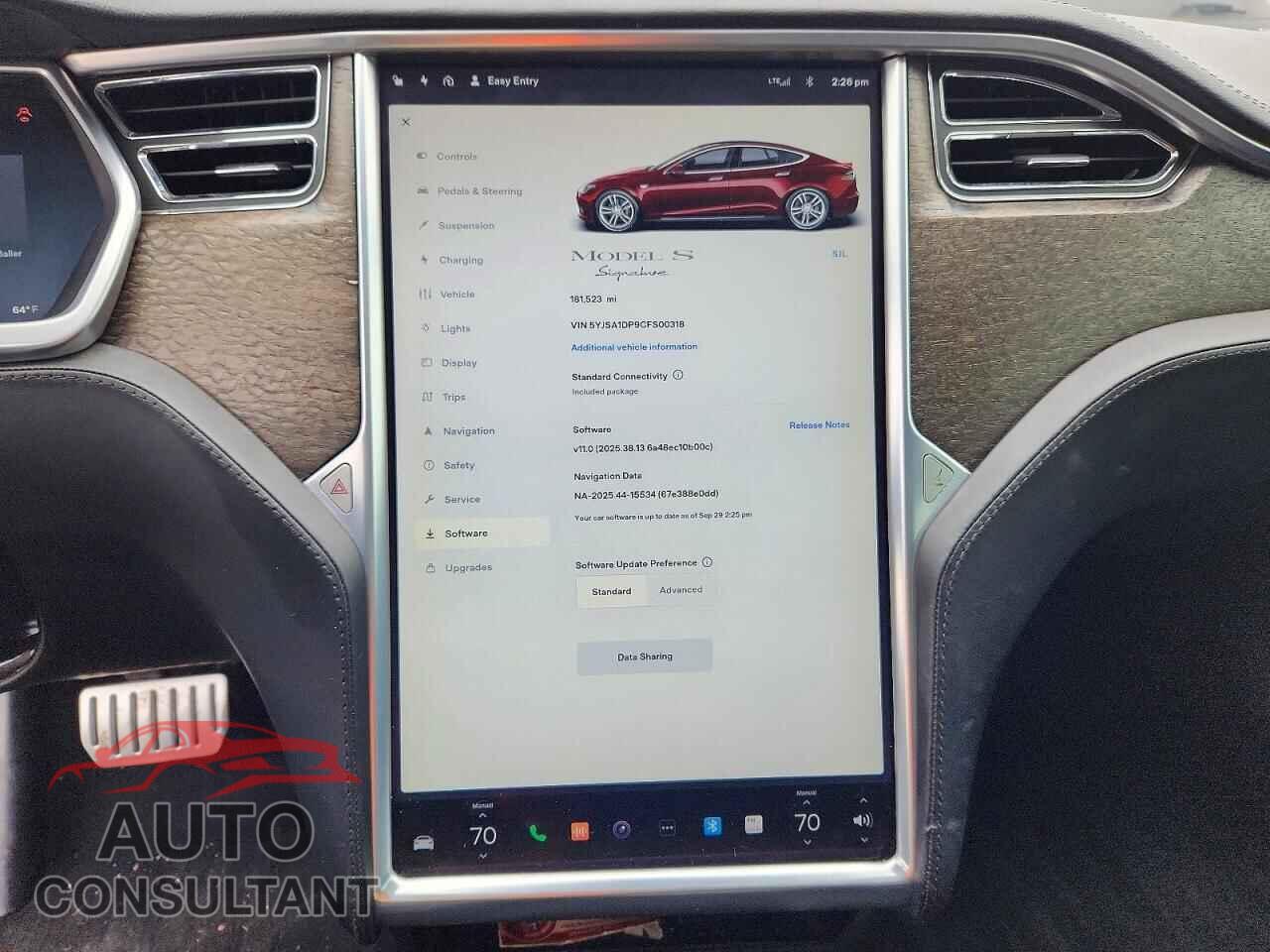 TESLA MODEL S 2012 - 5YJSA1DP9CFS00318