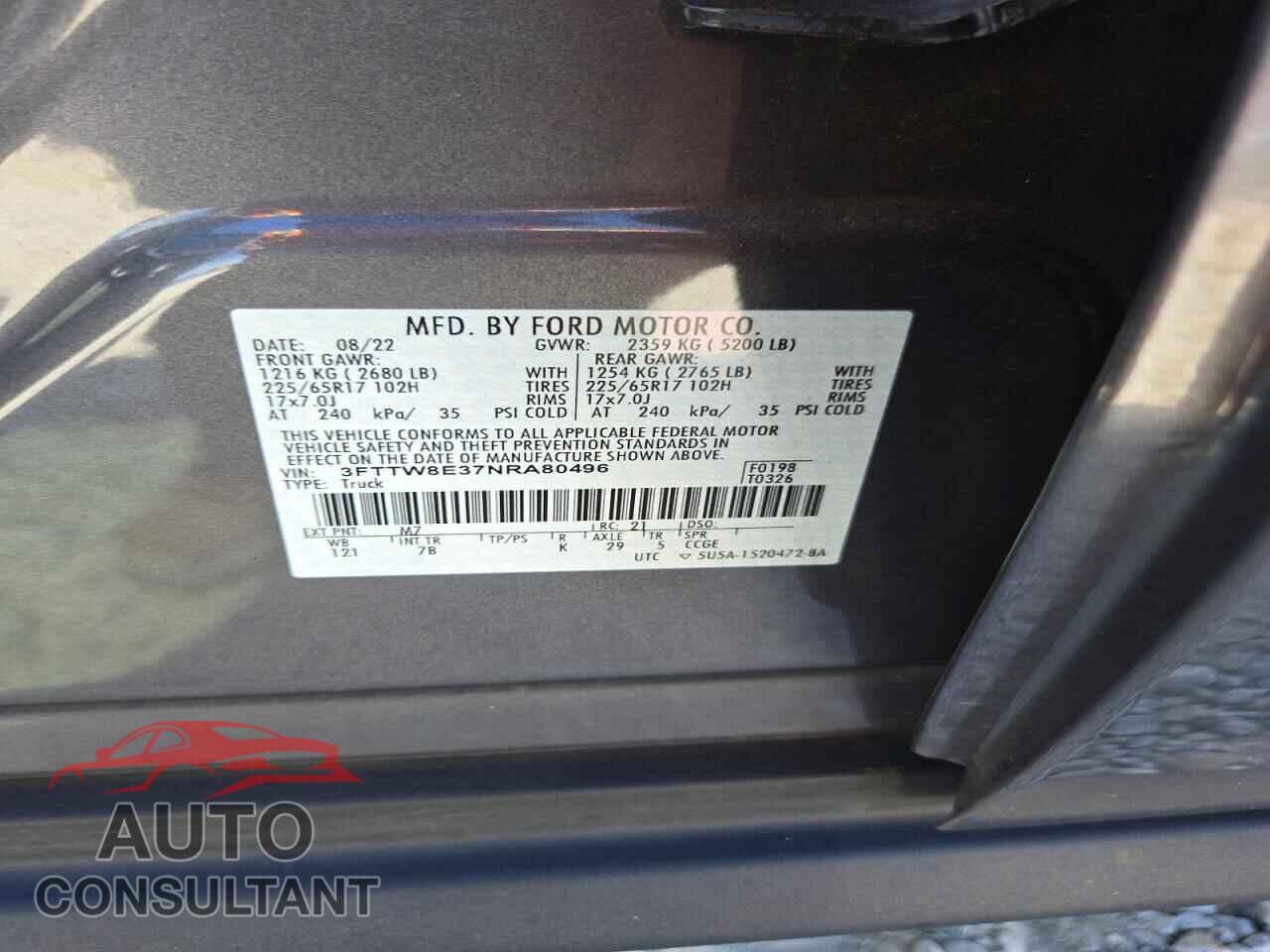 FORD MAVERICK 2022 - 3FTTW8E37NRA80496