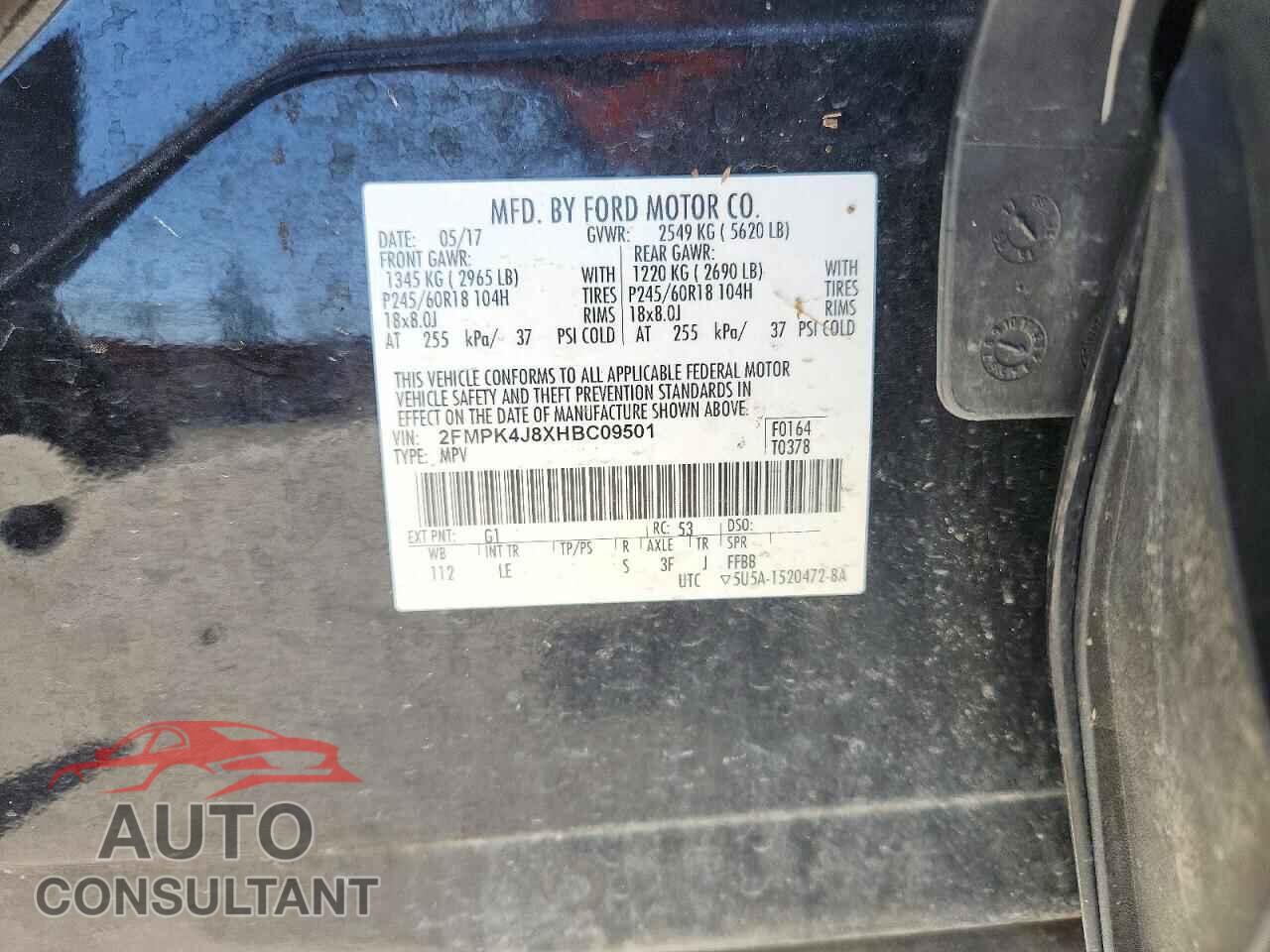 FORD EDGE 2017 - 2FMPK4J8XHBC09501