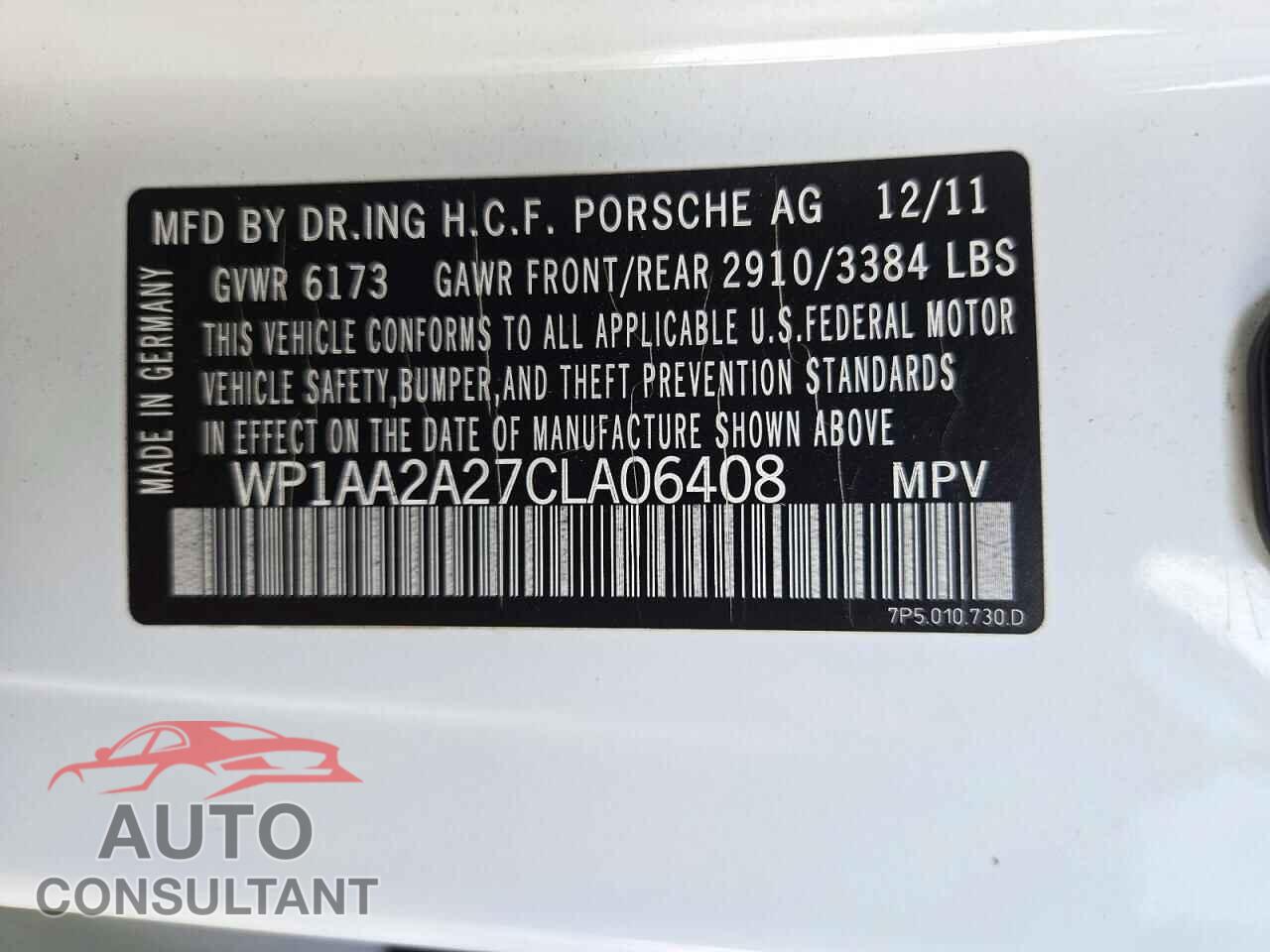 PORSCHE CAYENNE 2012 - WP1AA2A27CLA06408