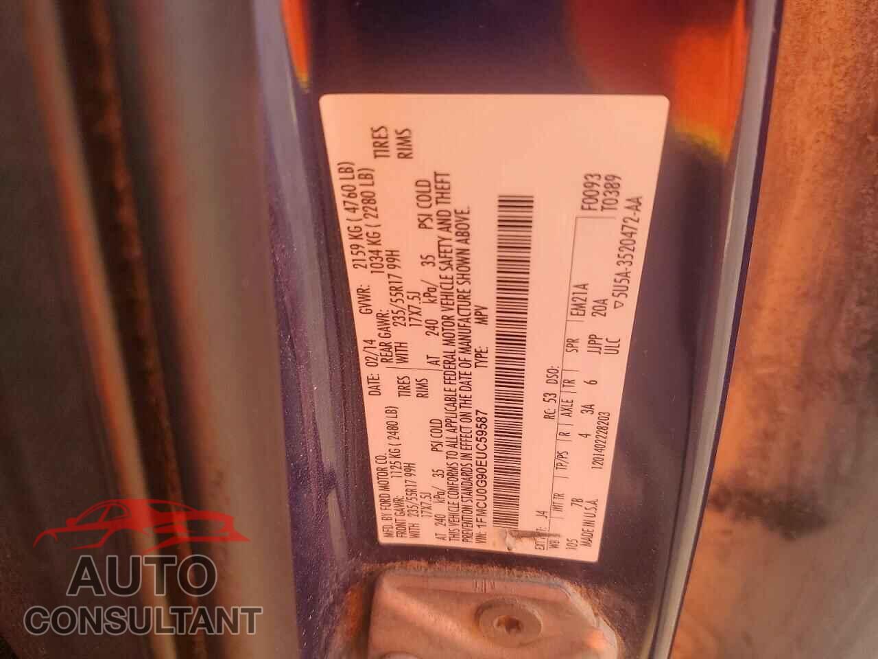 FORD ESCAPE 2014 - 1FMCU0G90EUC59587