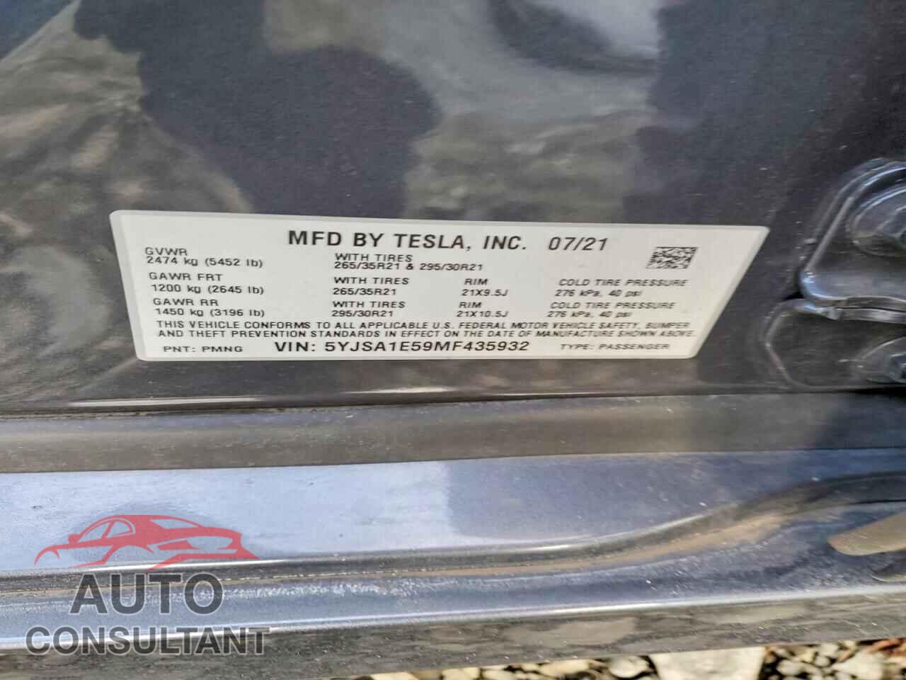 TESLA MODEL S 2021 - 5YJSA1E59MF435932