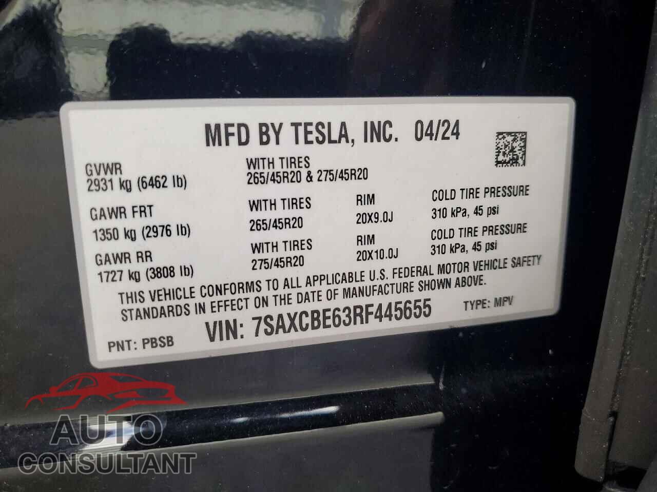 TESLA MODEL X 2024 - 7SAXCBE63RF445655