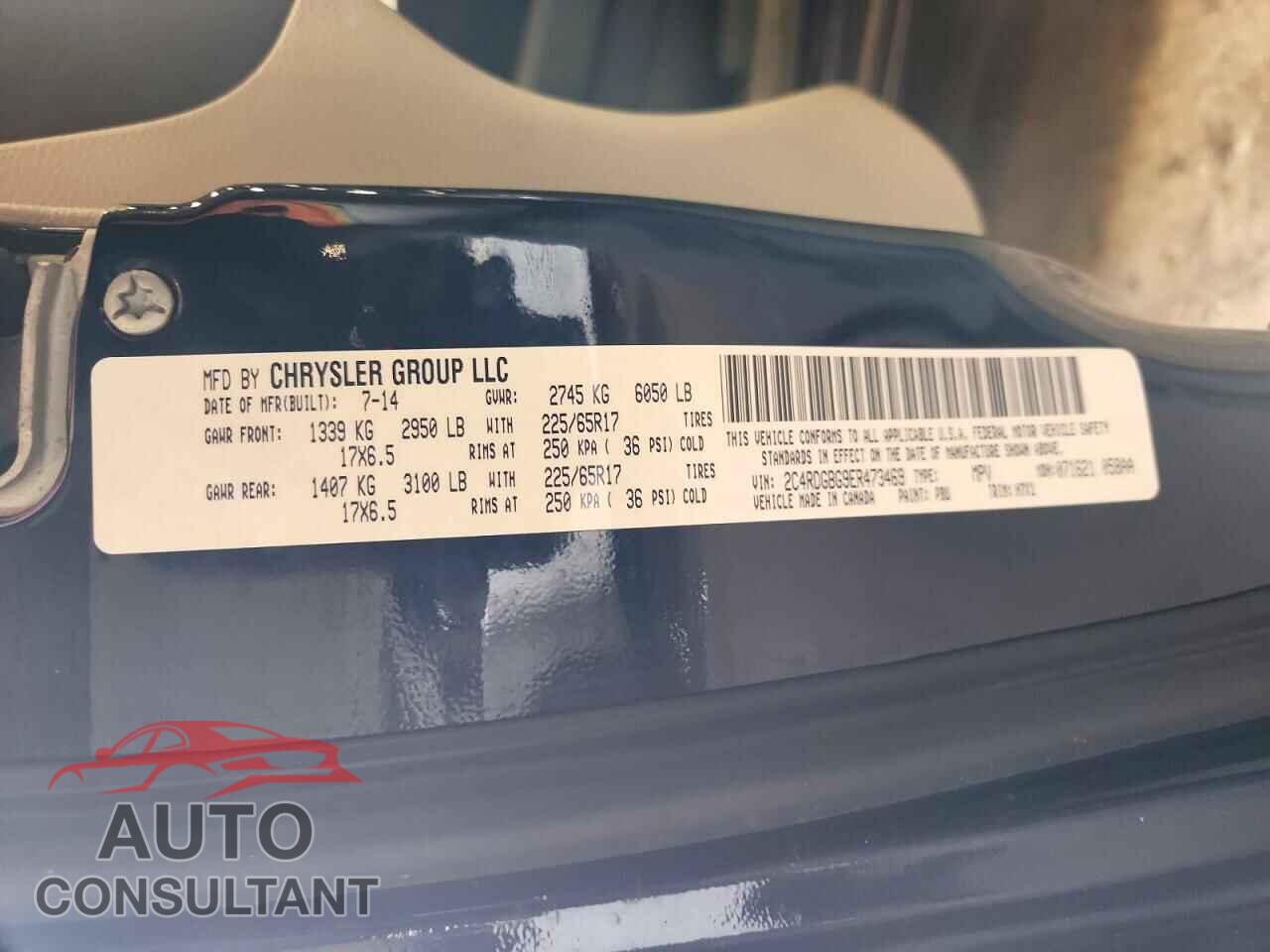 DODGE CARAVAN 2014 - 2C4RDGBG9ER473469