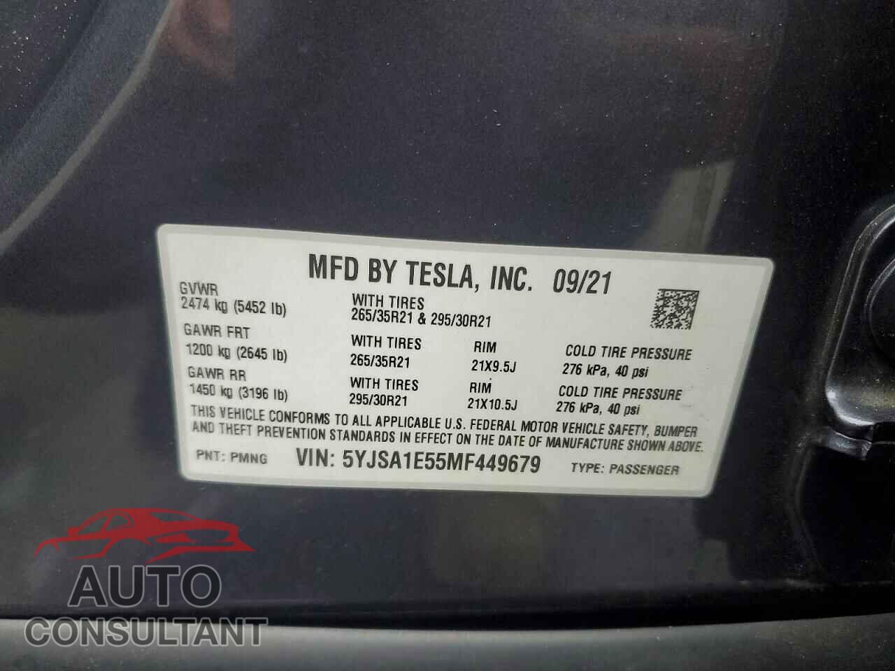 TESLA MODEL S 2021 - 5YJSA1E55MF449679