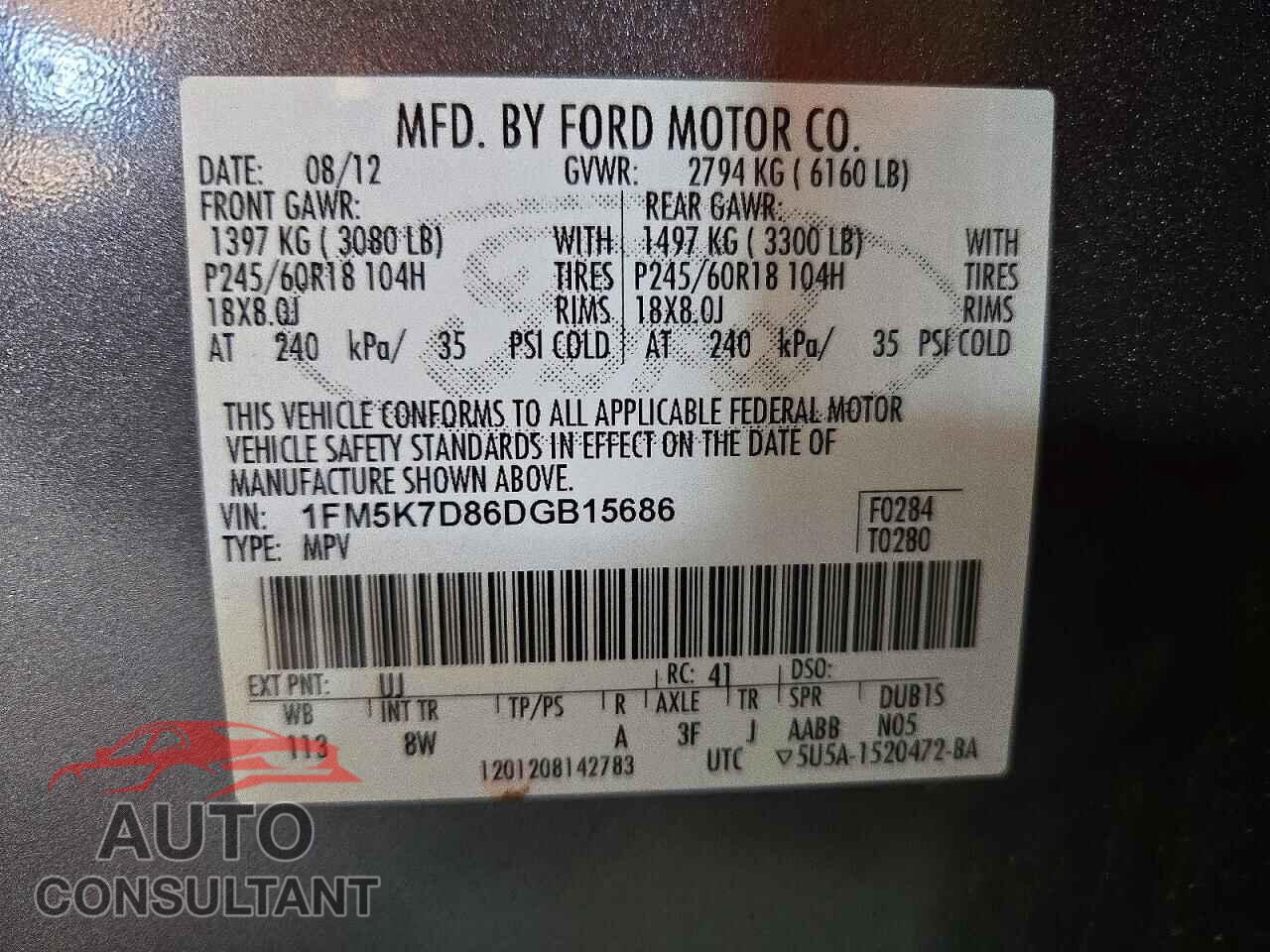 FORD EXPLORER 2013 - 1FM5K7D86DGB15686