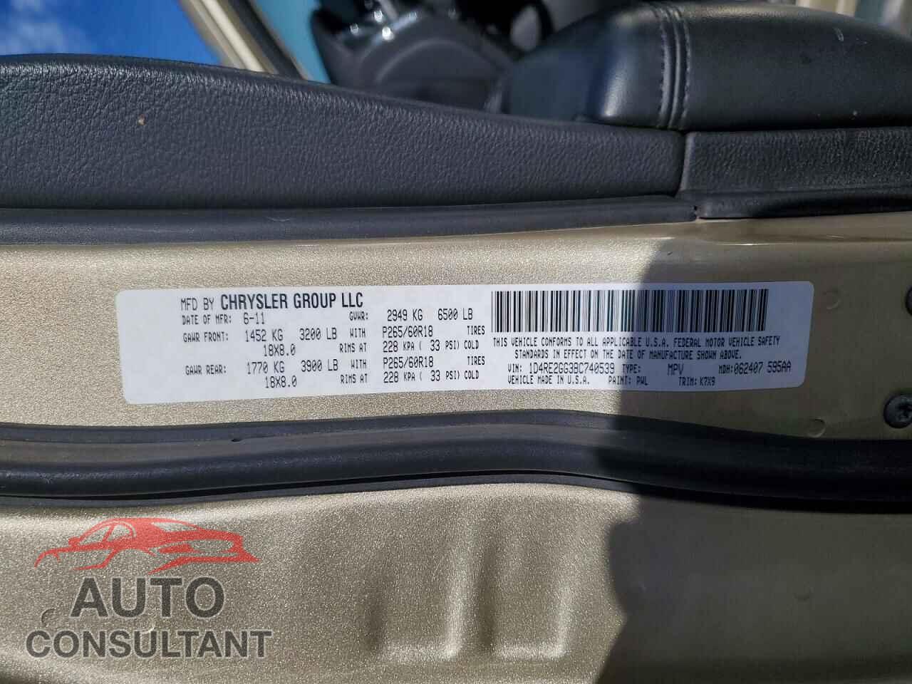 DODGE DURANGO 2011 - 1D4RE2GG3BC740539