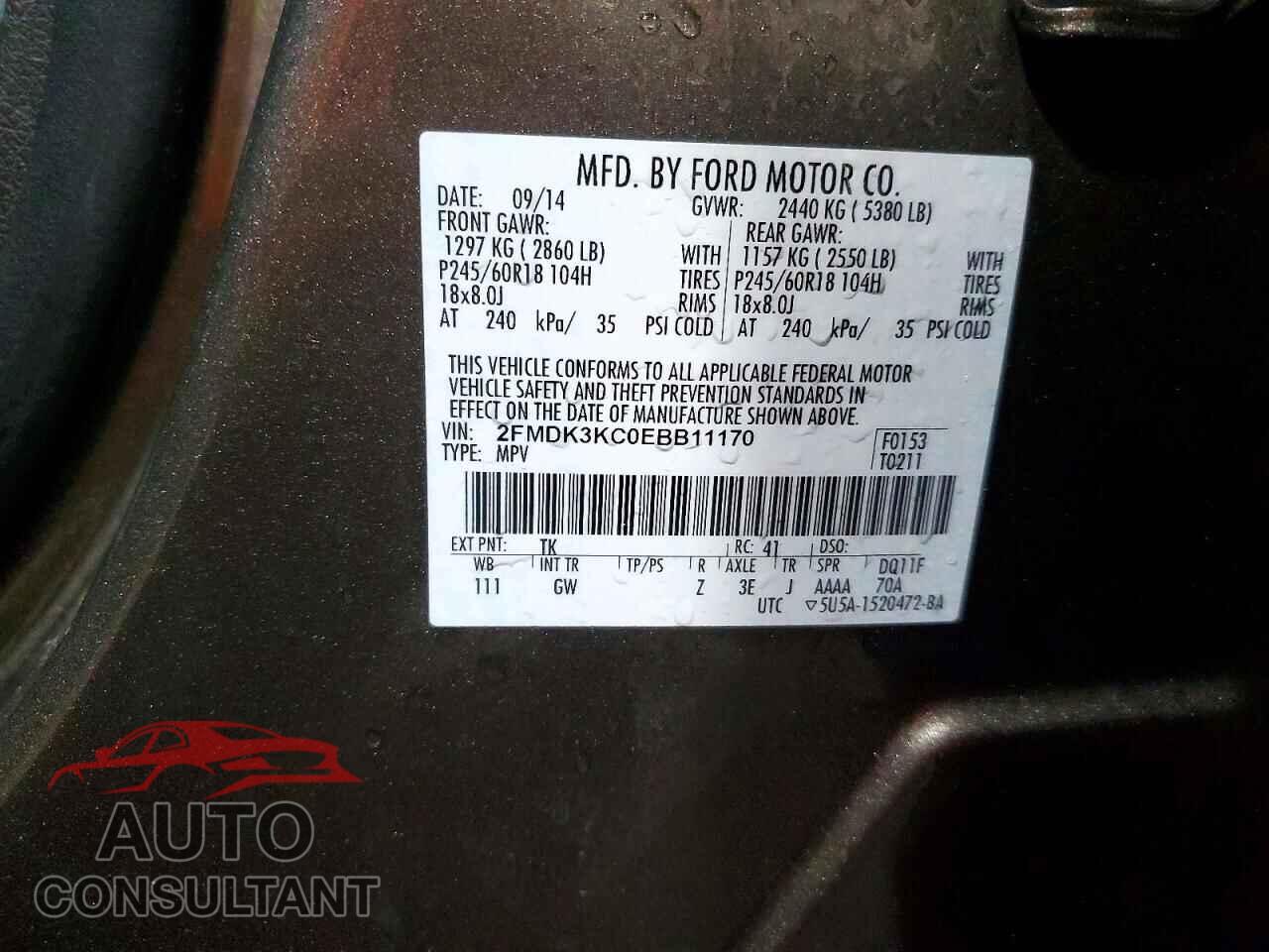 FORD EDGE 2014 - 2FMDK3KC0EBB11170