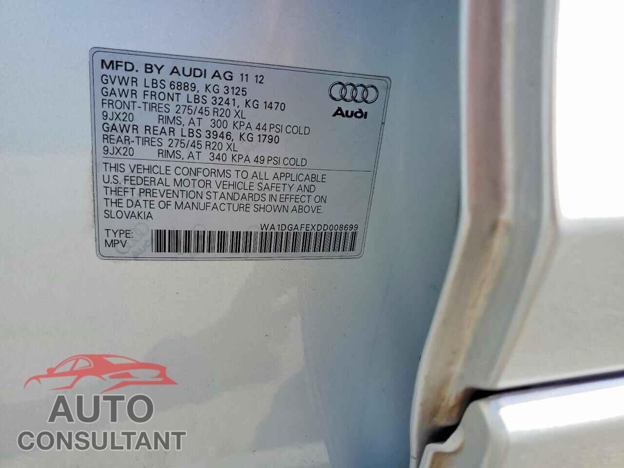 AUDI Q7 2013 - WA1DGAFEXDD008699