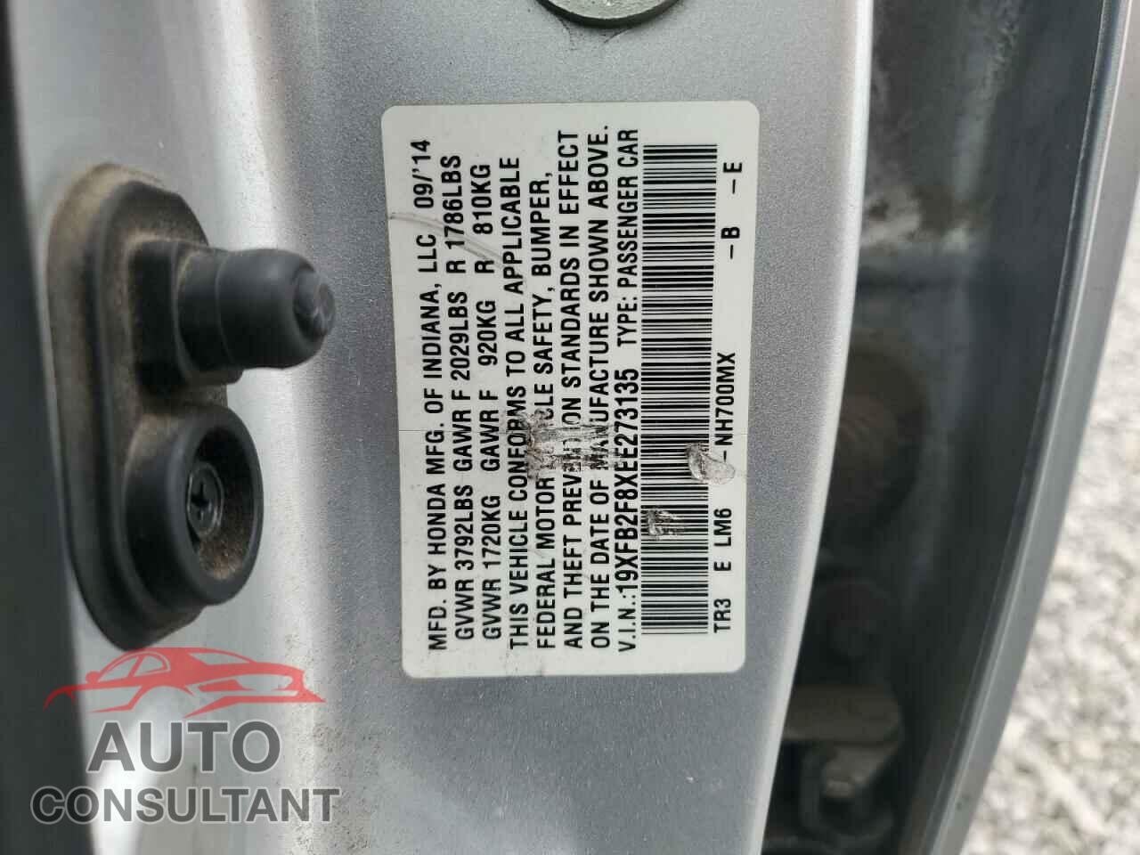 HONDA CIVIC 2014 - 19XFB2F8XEE273135