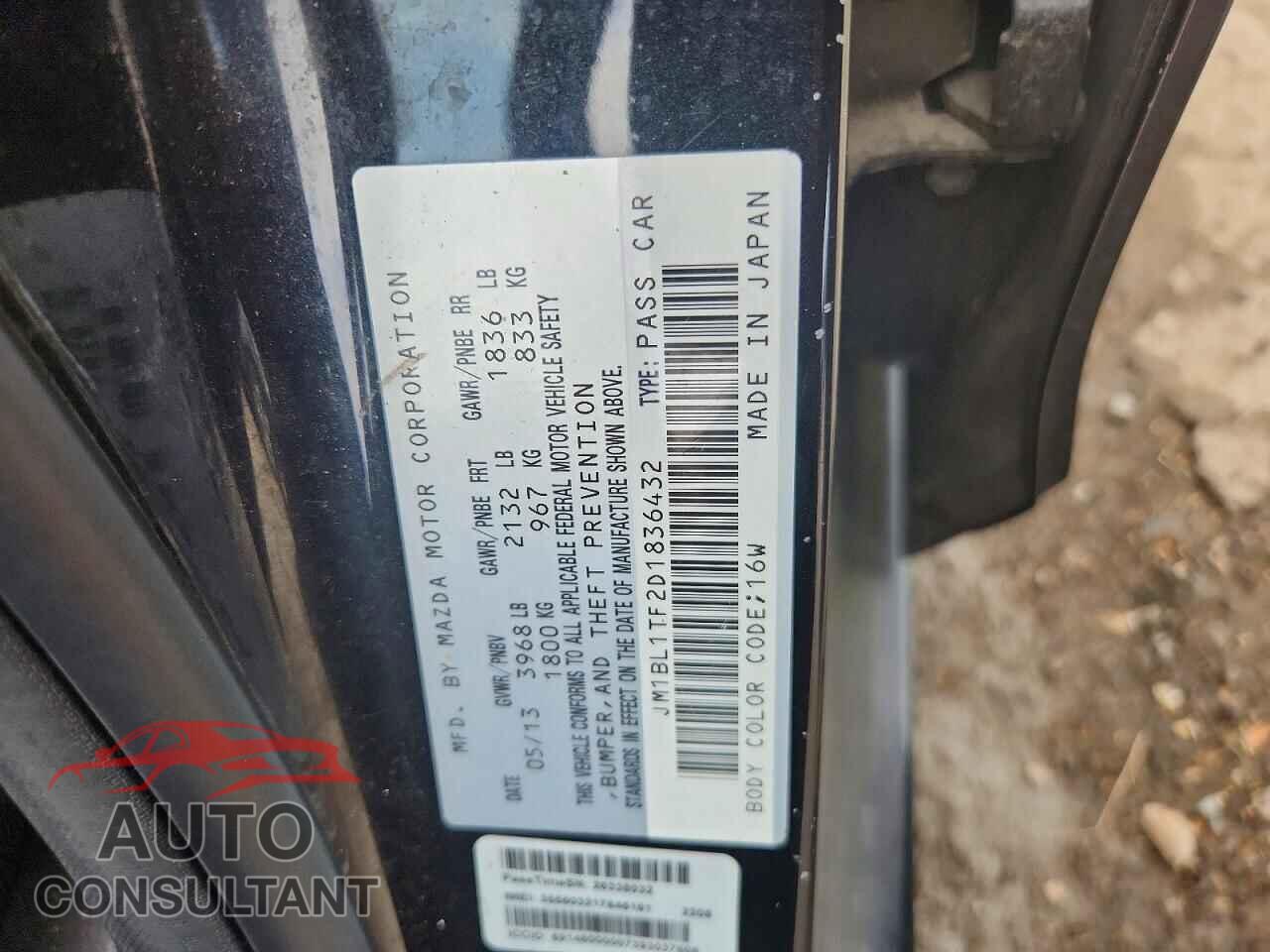 MAZDA 3 2013 - JM1BL1TF2D1836432