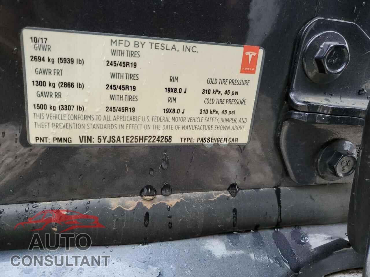 TESLA MODEL S 2017 - 5YJSA1E25HF224268