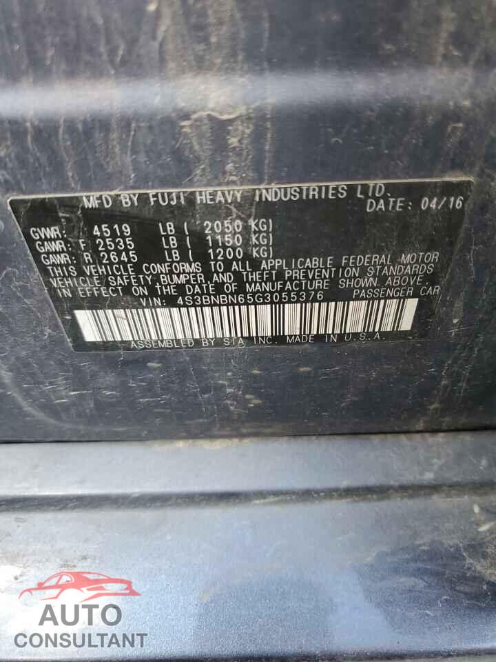 SUBARU LEGACY 2016 - 4S3BNBN65G3055376