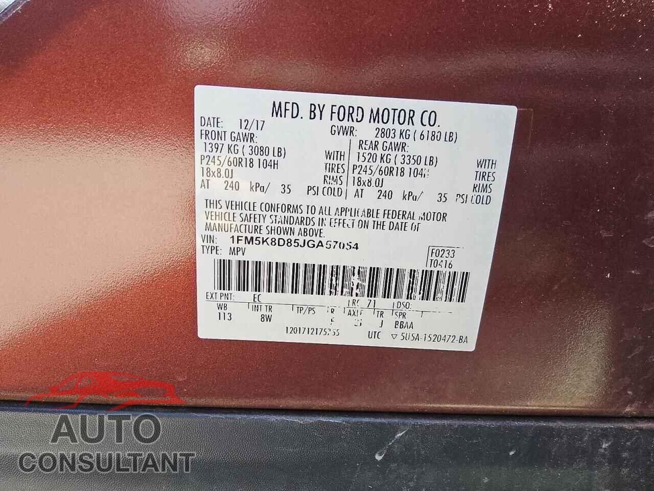 FORD EXPLORER 2018 - 1FM5K8D85JGA57054