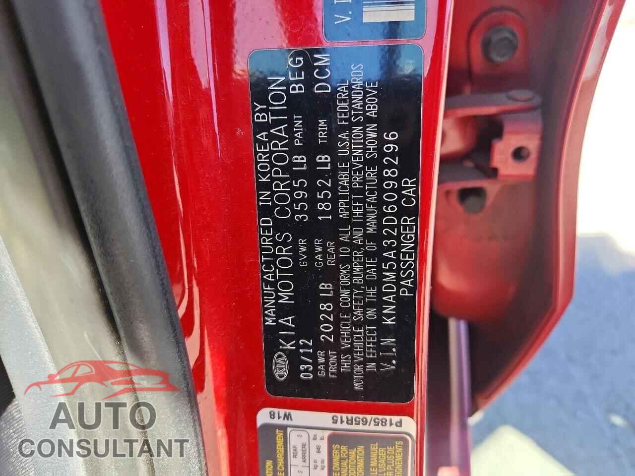 KIA RIO 2013 - KNADM5A32D6098296