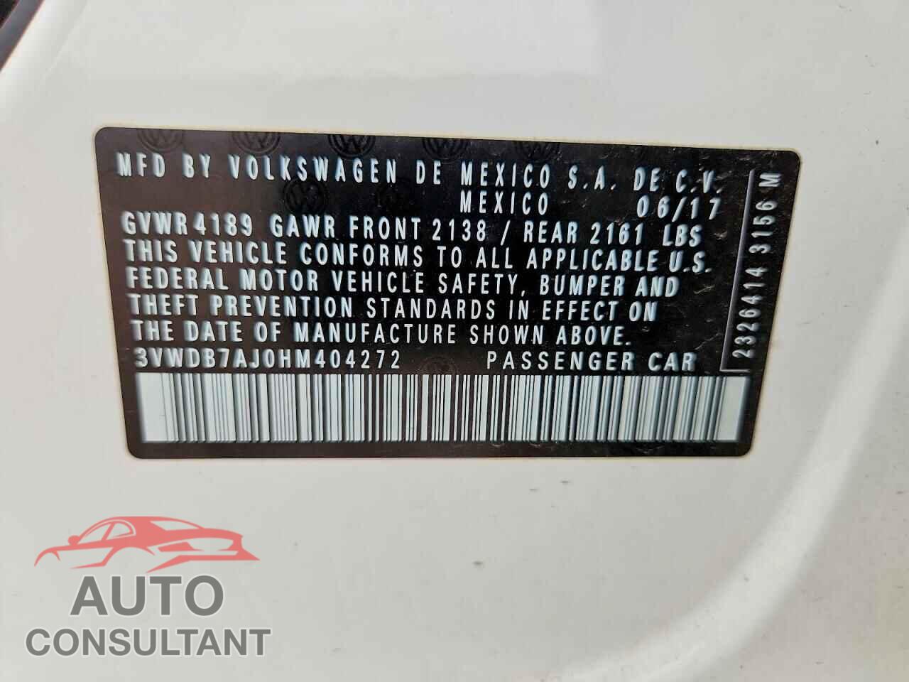 VOLKSWAGEN JETTA 2017 - 3VWDB7AJ0HM404272