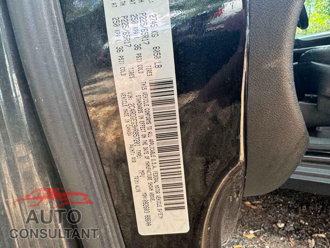 DODGE CARAVAN 2017 - 2C4RDGEG3HR857201