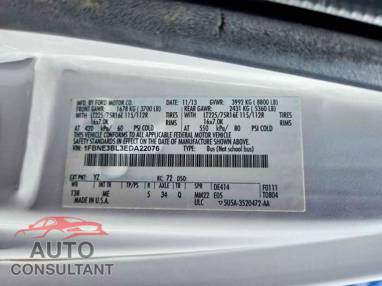 FORD ECONOLINE 2014 - 1FBNE3BL3EDA22076