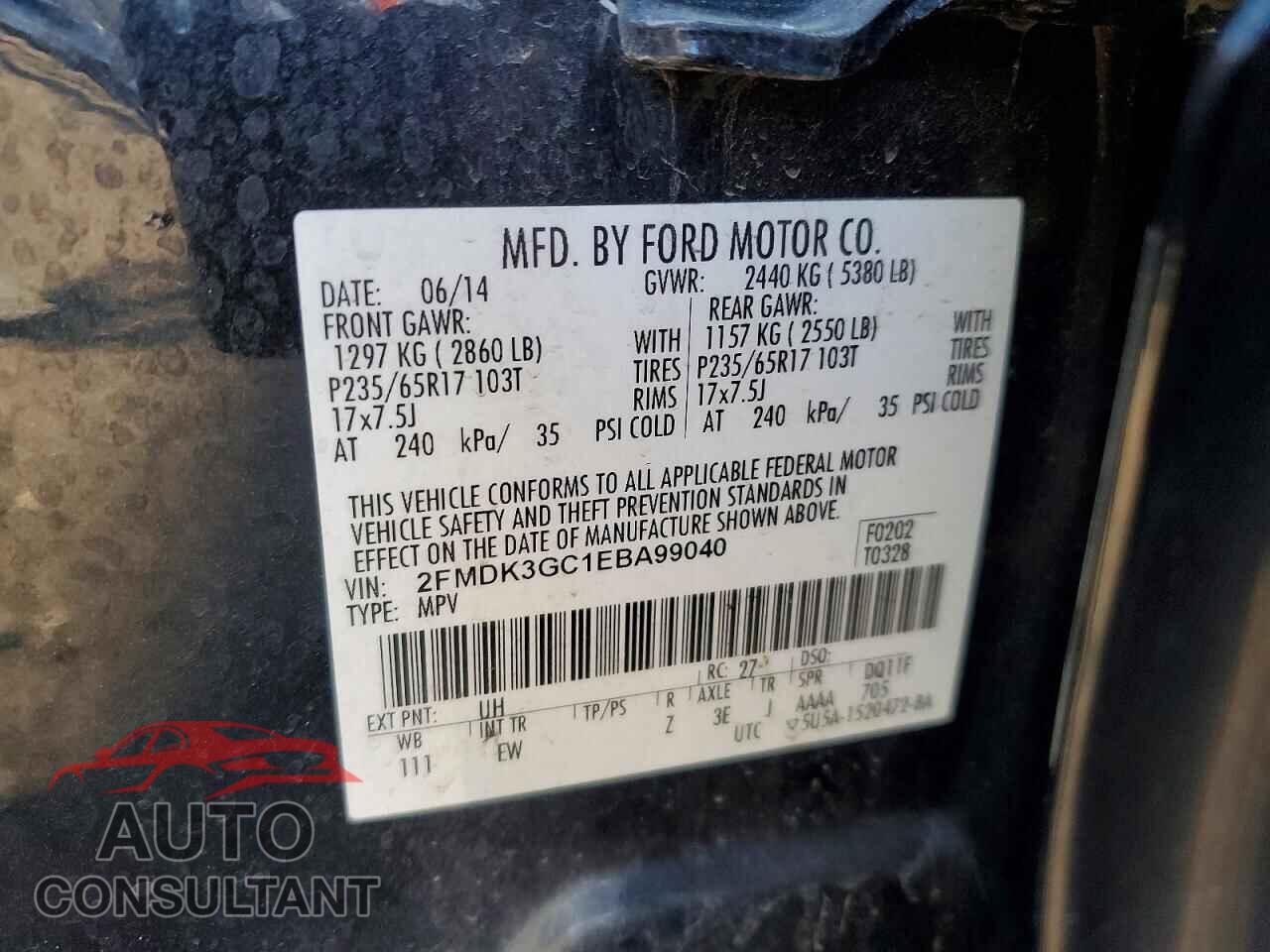 FORD EDGE 2014 - 2FMDK3GC1EBA99040