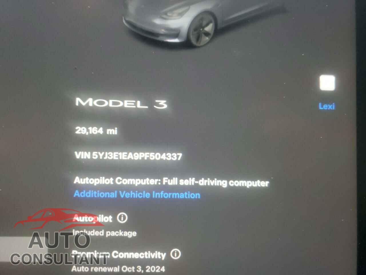 TESLA MODEL 3 2023 - 5YJ3E1EA9PF504337