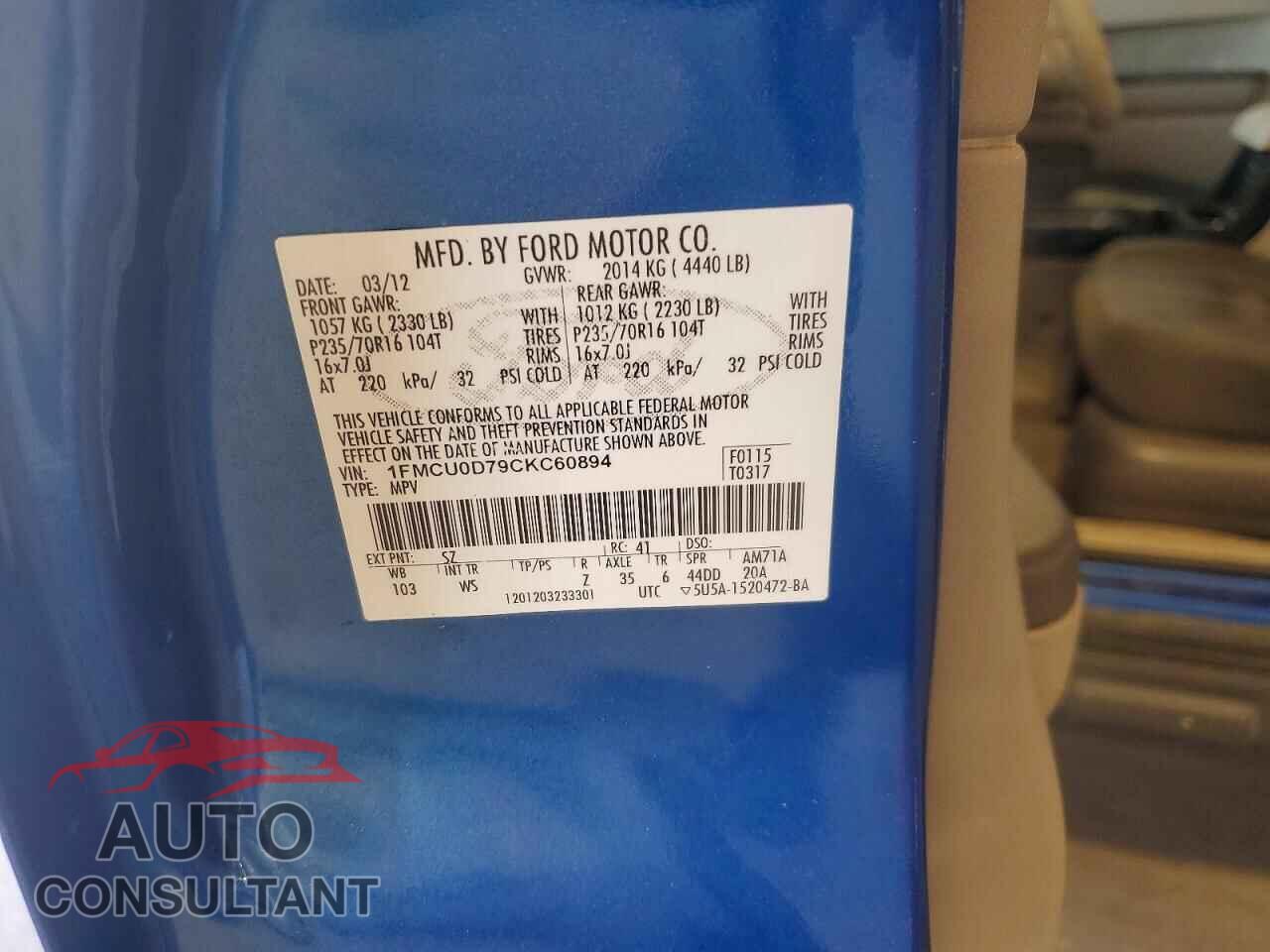 FORD ESCAPE 2012 - 1FMCU0D79CKC60894