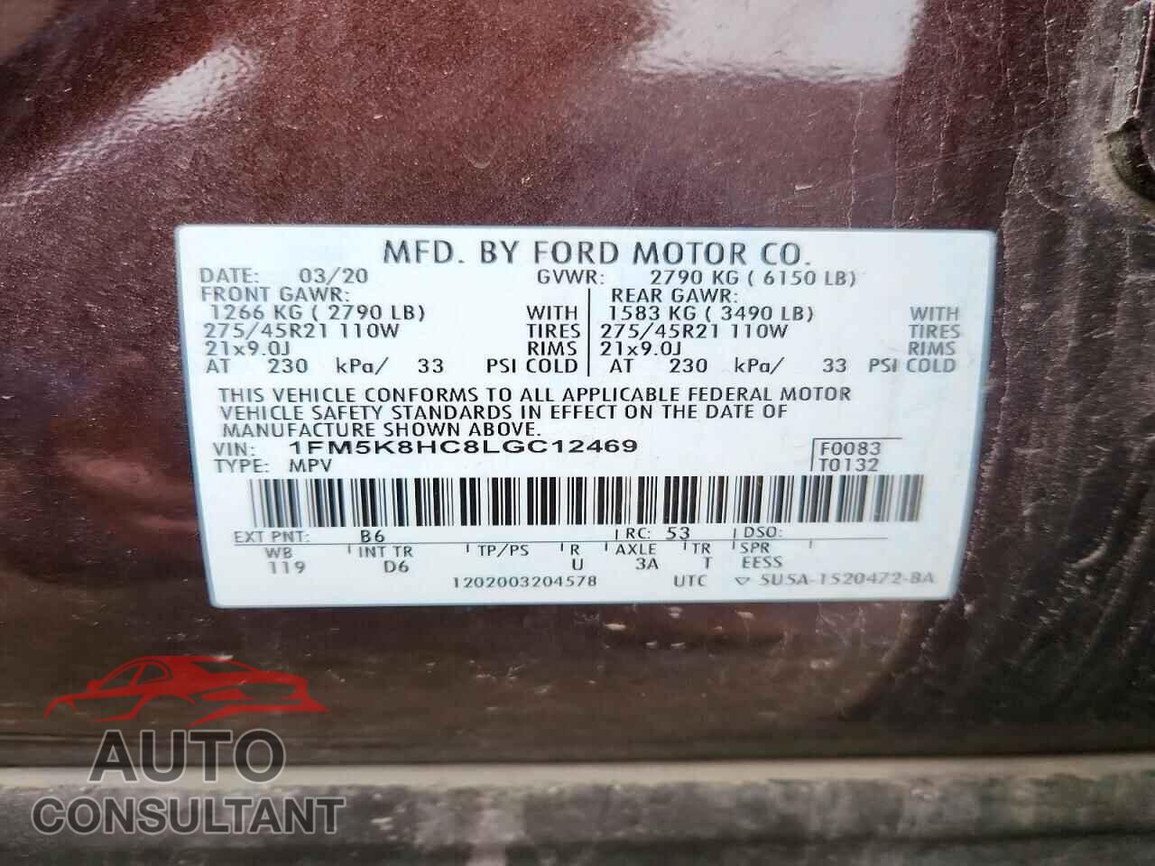 FORD EXPLORER 2020 - 1FM5K8HC8LGC12469