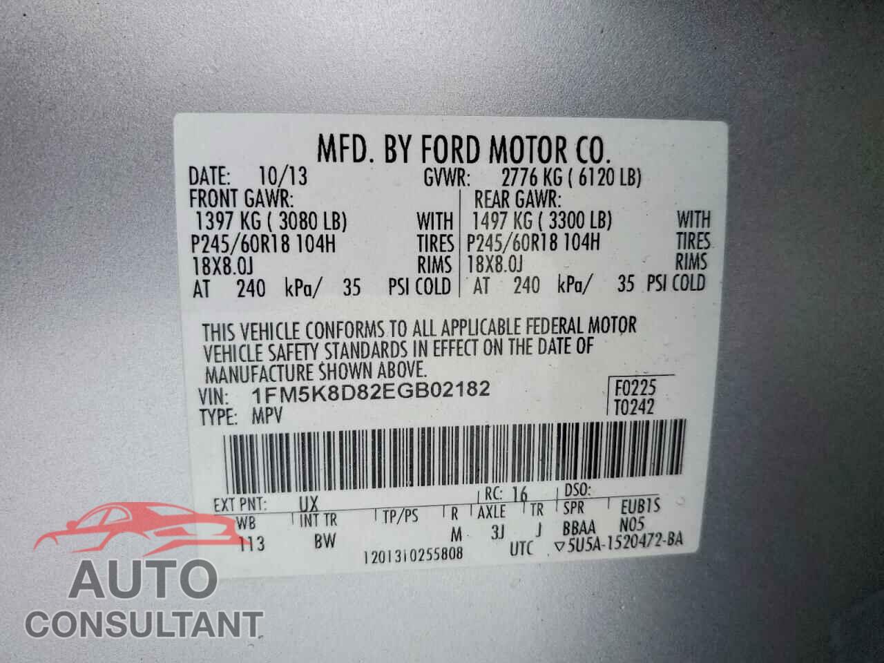 FORD EXPLORER 2014 - 1FM5K8D82EGB02182