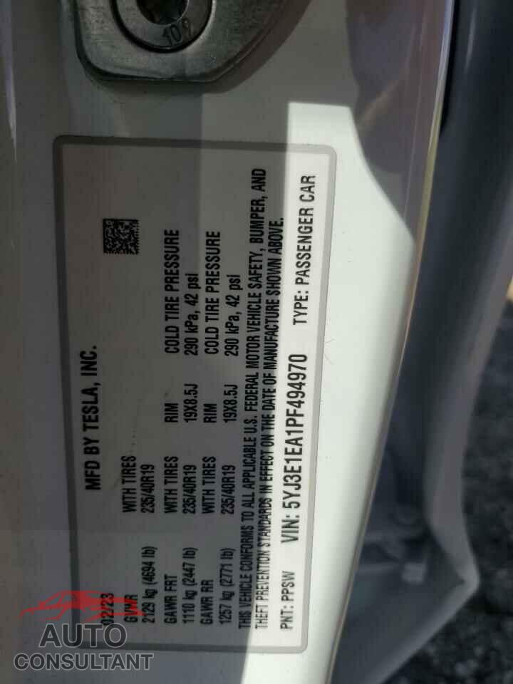 TESLA MODEL 3 2023 - 5YJ3E1EA1PF494970