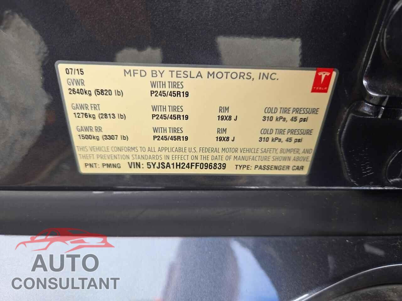 TESLA MODEL S 2015 - 5YJSA1H24FF096839