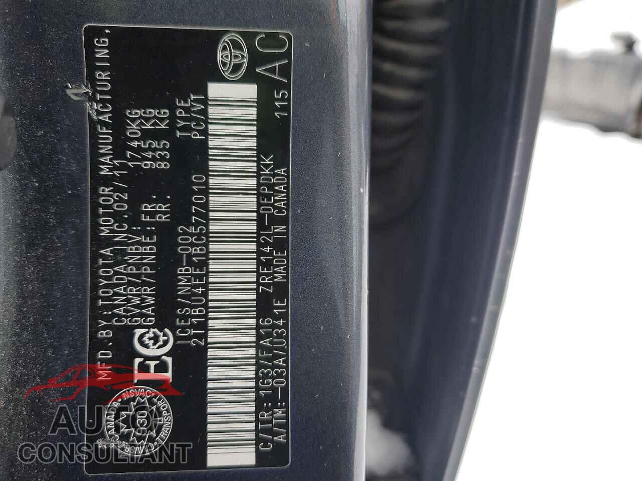 TOYOTA COROLLA 2011 - 2T1BU4EE1BC577010