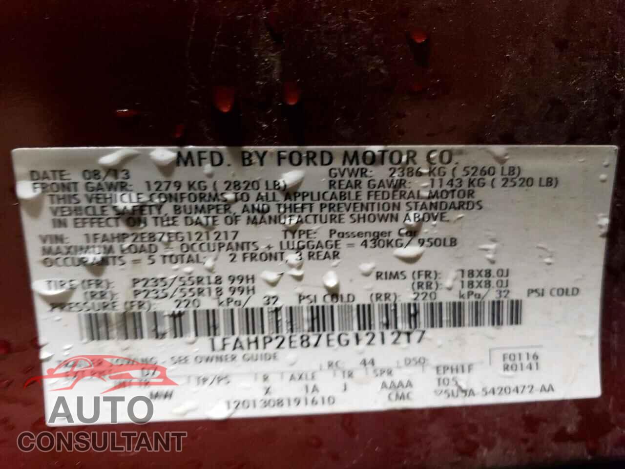 FORD TAURUS 2014 - 1FAHP2E87EG121217
