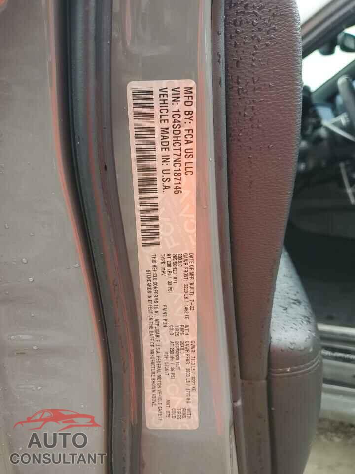 DODGE DURANGO 2022 - 1C4SDHCT7NC187146