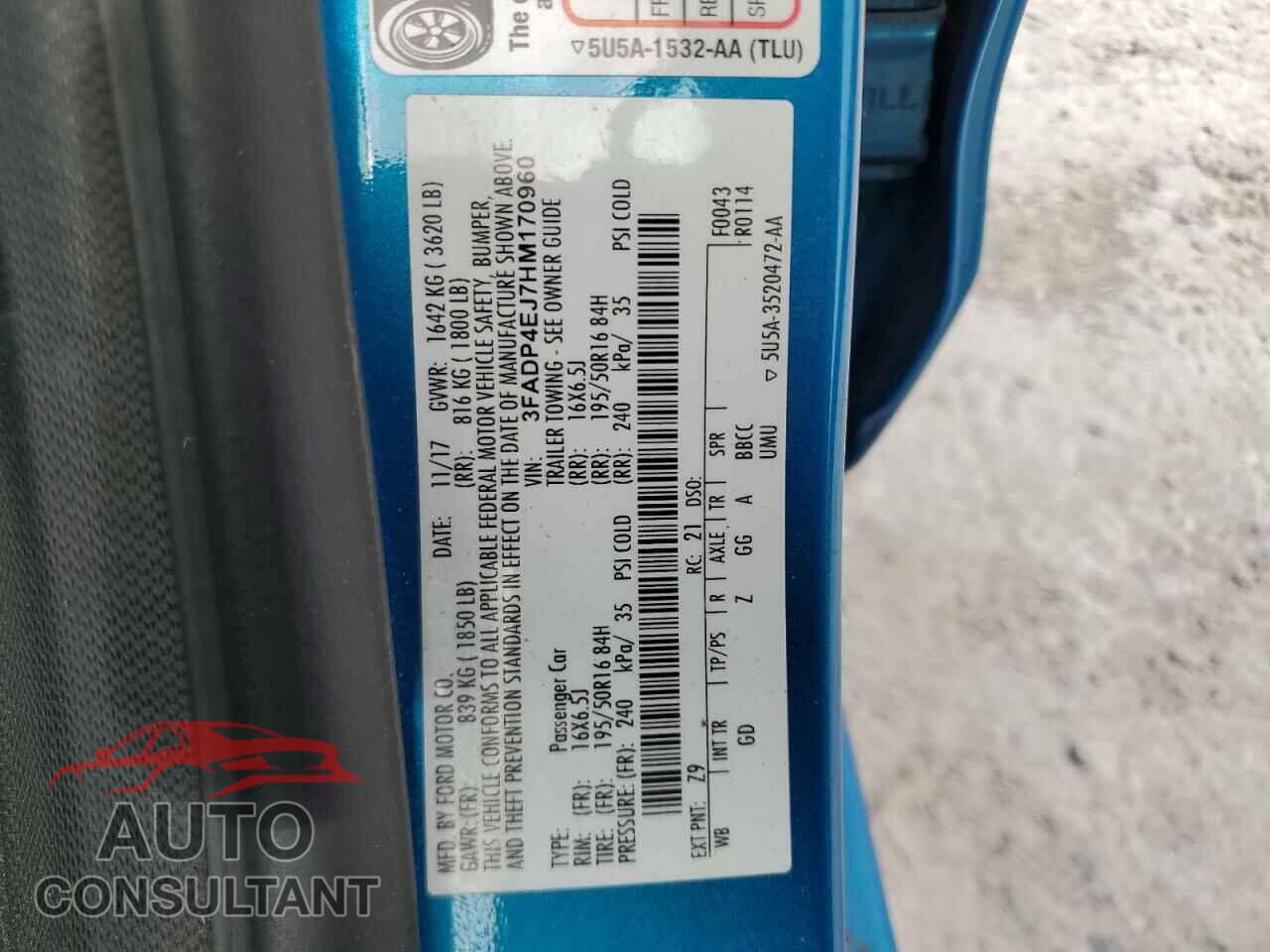 FORD FIESTA 2017 - 3FADP4EJ7HM170960