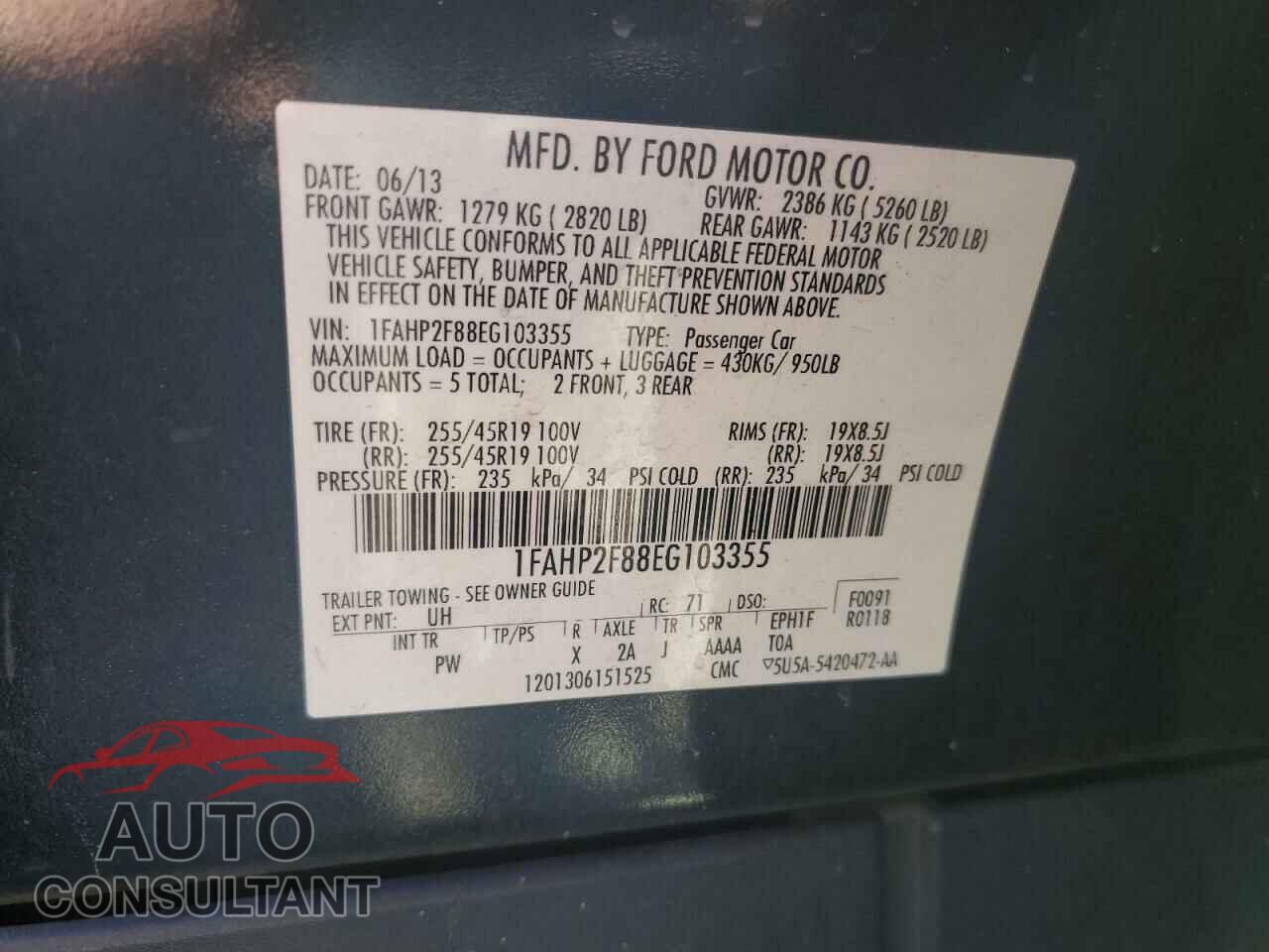 FORD TAURUS 2014 - 1FAHP2F88EG103355