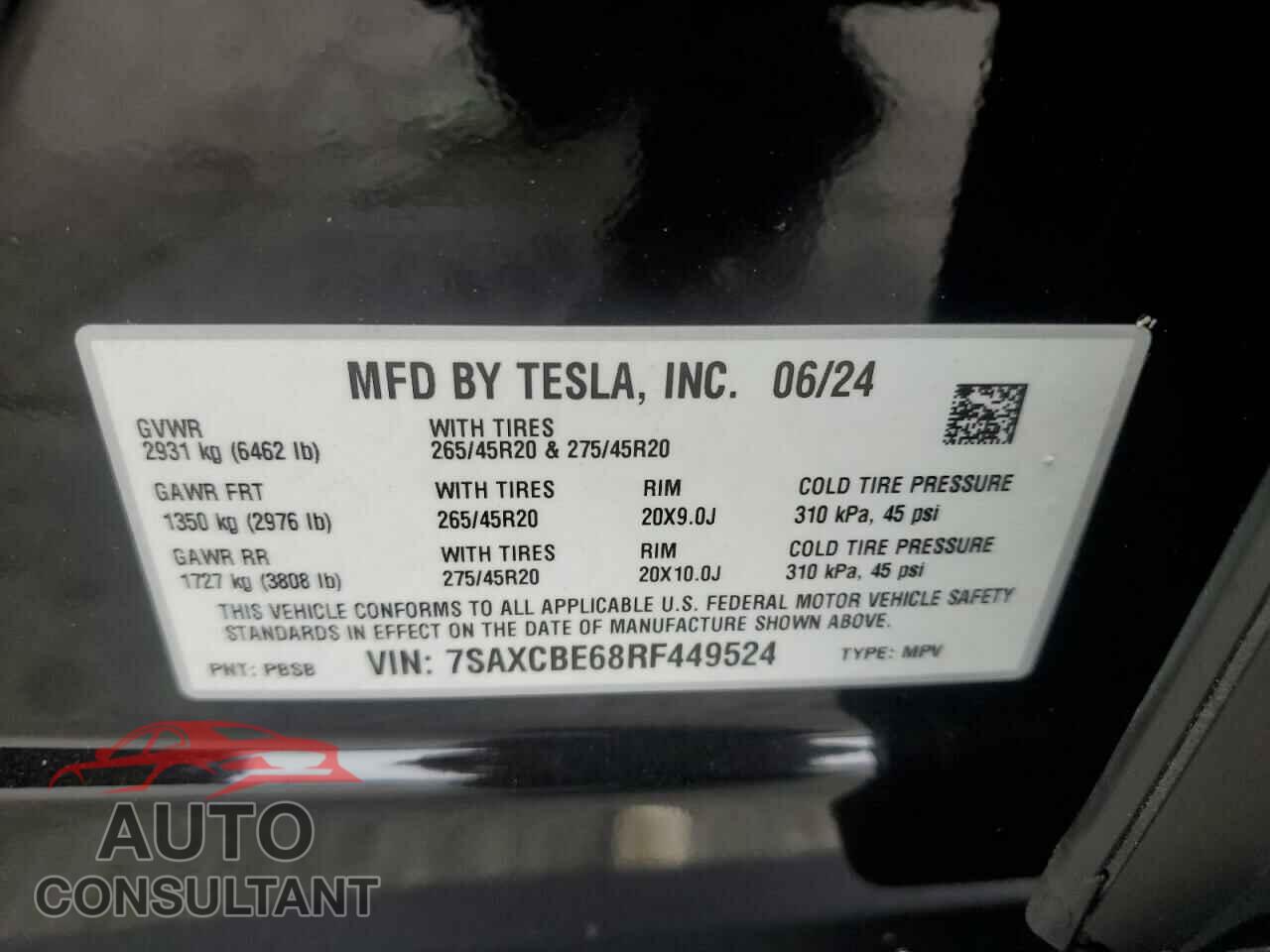 TESLA MODEL X 2024 - 7SAXCBE68RF449524