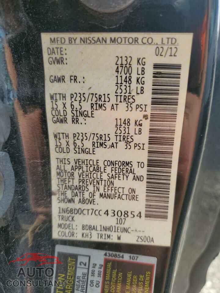 NISSAN FRONTIER 2012 - 1N6BD0CT7CC430854