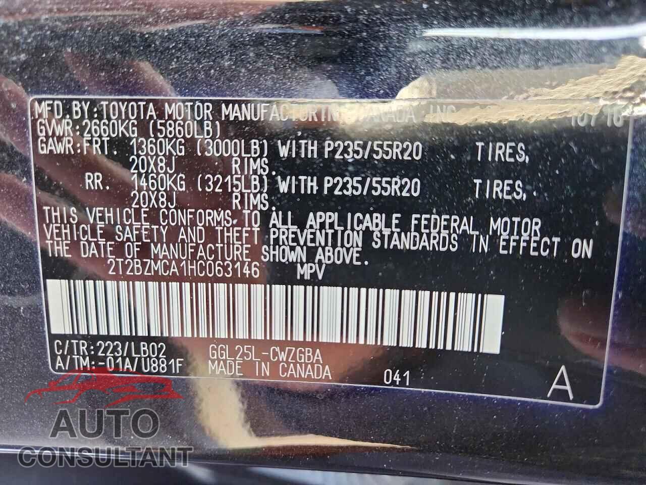 LEXUS RX350 2017 - 2T2BZMCA1HC063146